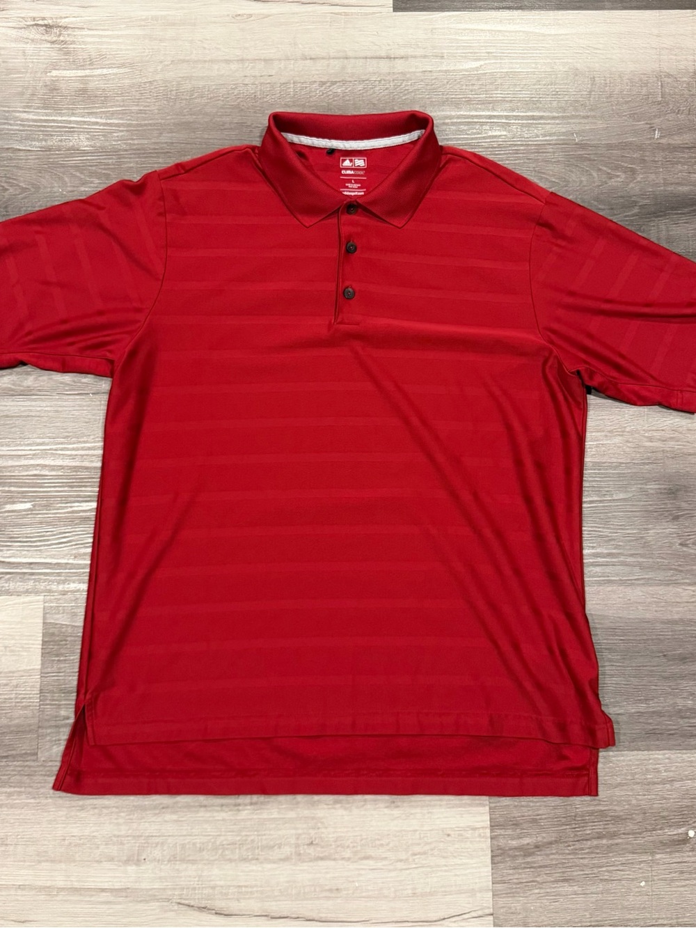 Adidas ClimaCool Men’s Golf Polo Red Striped Moisture Wicking Performance Size L